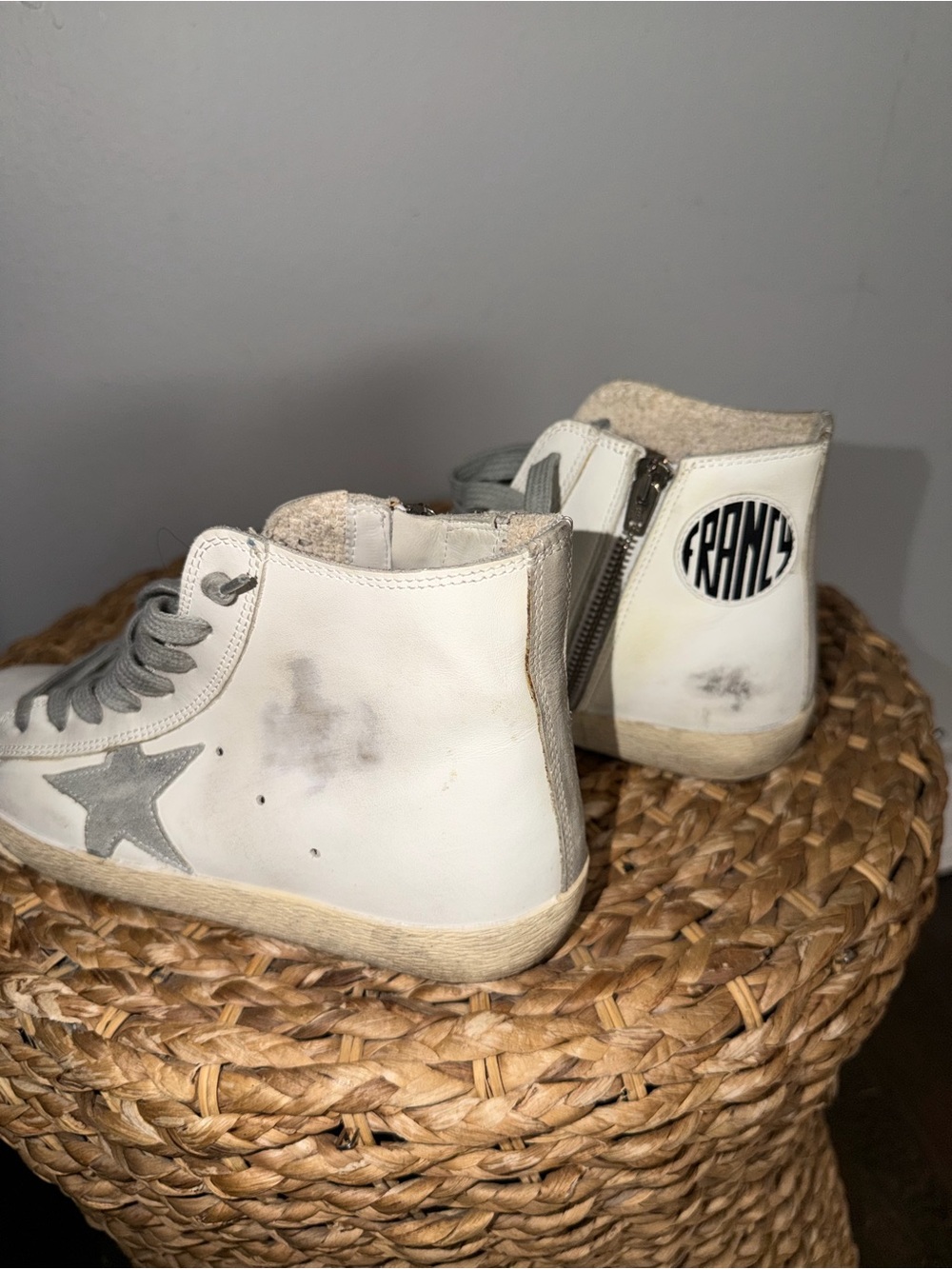 Golden Goose White High-Top Sneakers with Silver Star - Picture 2 of 4